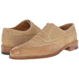 Testoni Black Label Linen Suede Delave Calf Wingtip Oxford