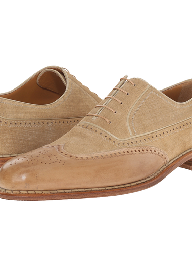 Testoni Black Label Linen Suede Delave Calf Wingtip Oxford